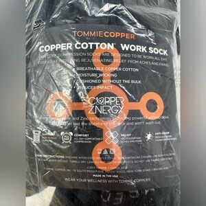 Tommie Copper Copper Cotton Work Crew Socks (3 Pack) Size Medium Black